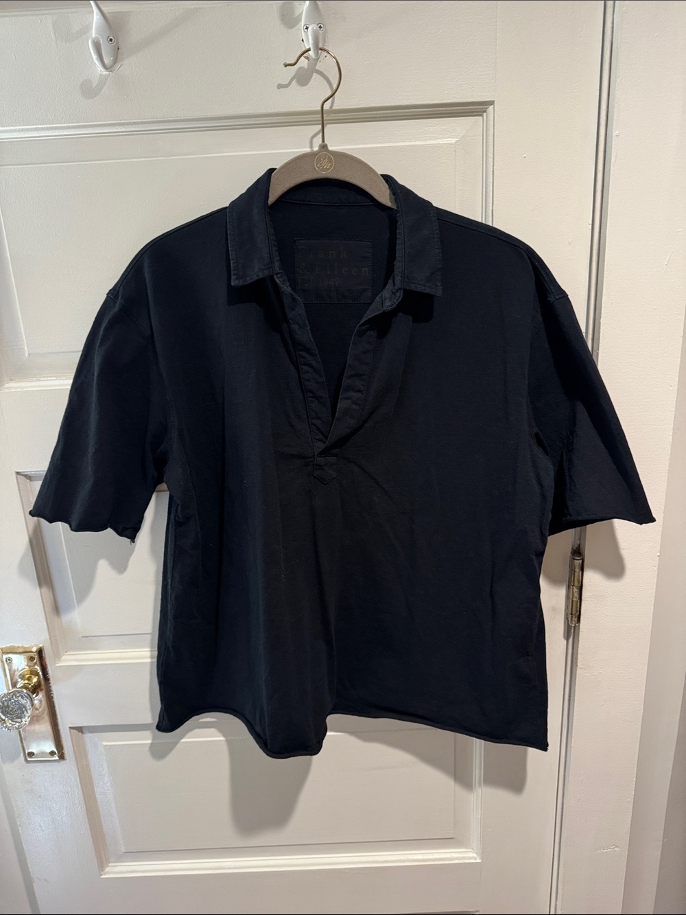 Frank & Eileen Black Short-Sleeve Polo Top